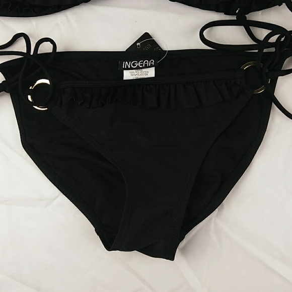 Ingear Bathing Suit Bikini Size Small Black Ruffle - Picture 4 of 5